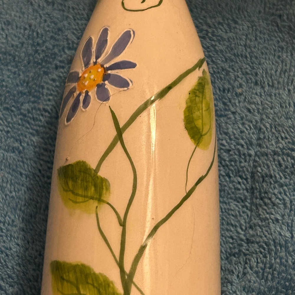 Vintage Ceramic Floral Bud Flower Vase Hand Painted 7"